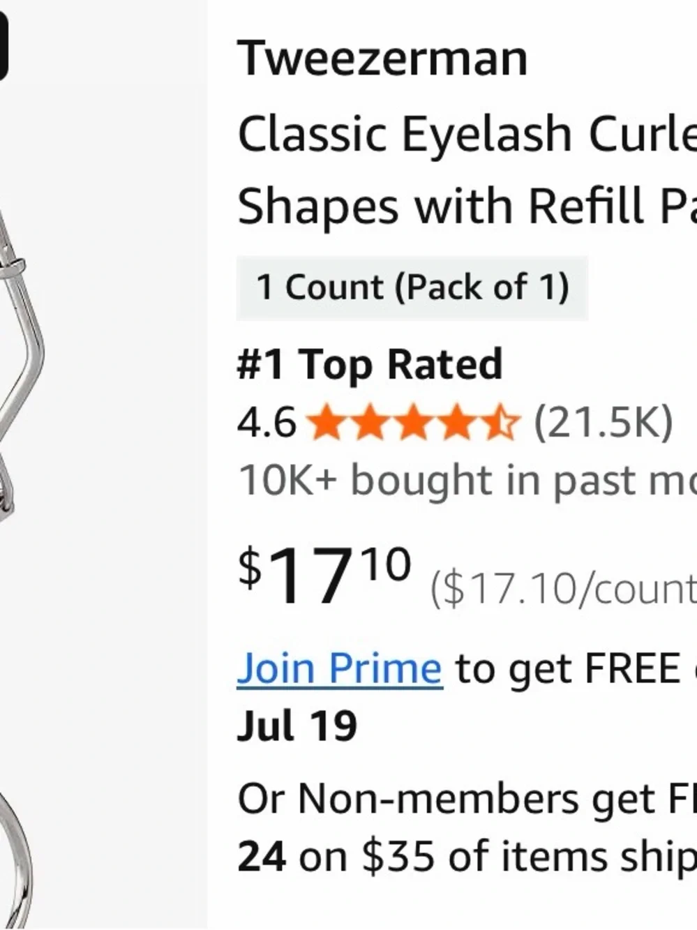 6- total new Tweezerman Classic Lash Curler - Silver